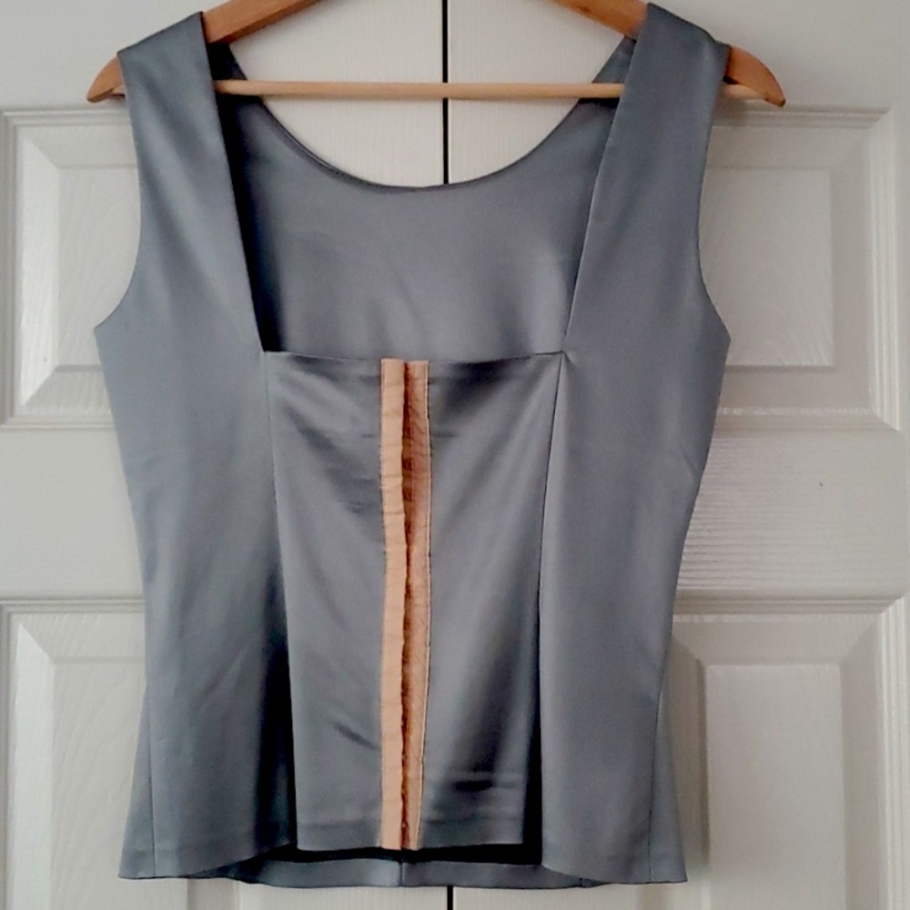 Dolce and Gabbanna Silver Corset Shell Top